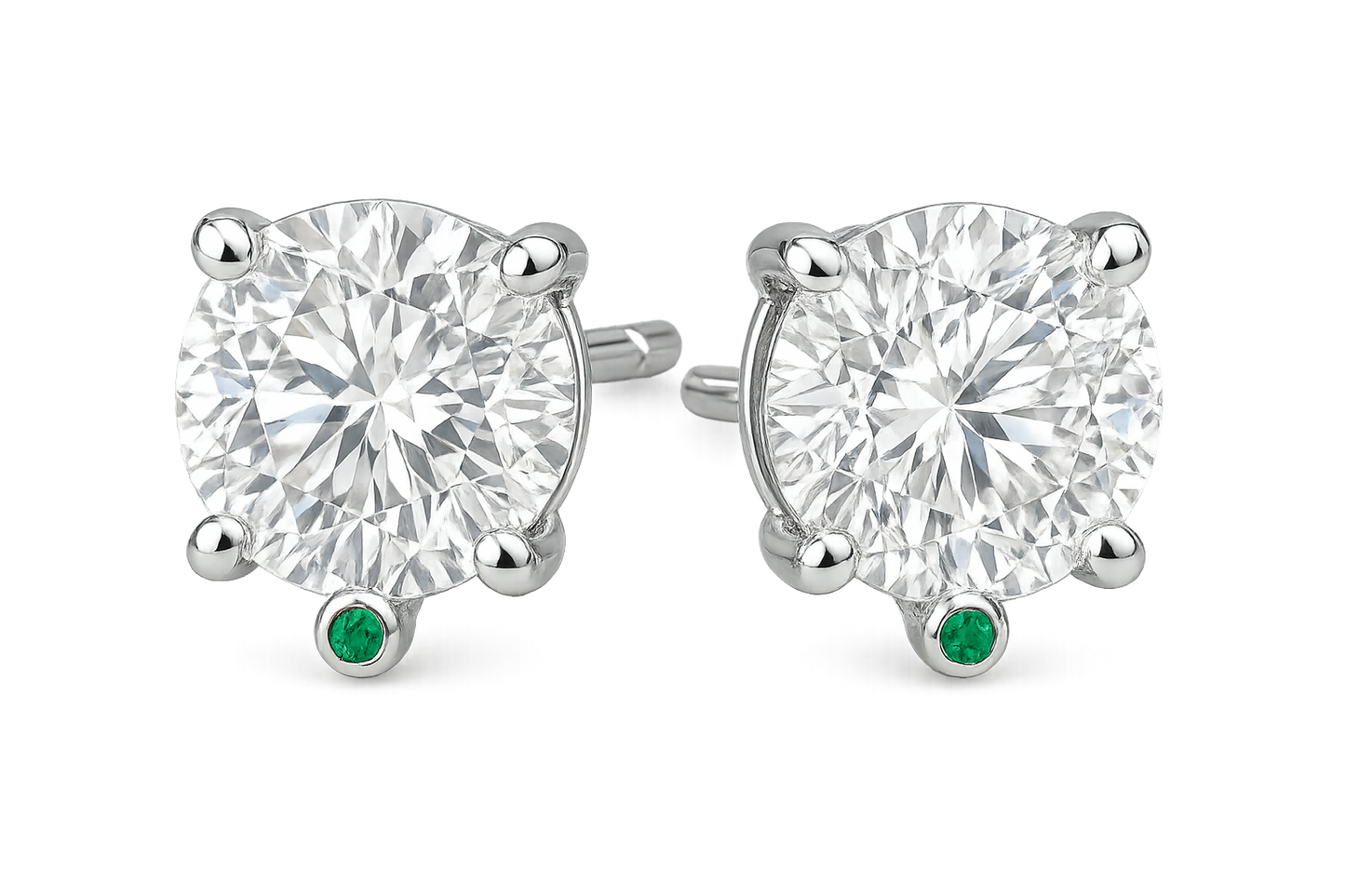  Diamond Stud Earrings 86 with emerald give the image in png  format no background  