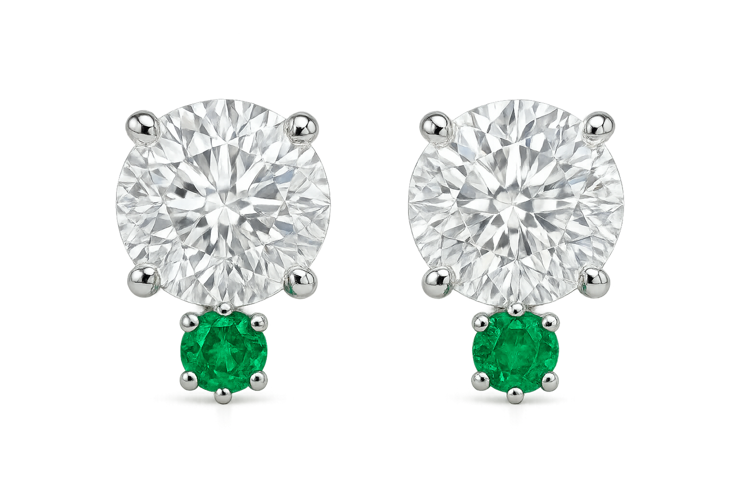 Diamond Stud Earrings 86 with emerald give the image in png  format no background 