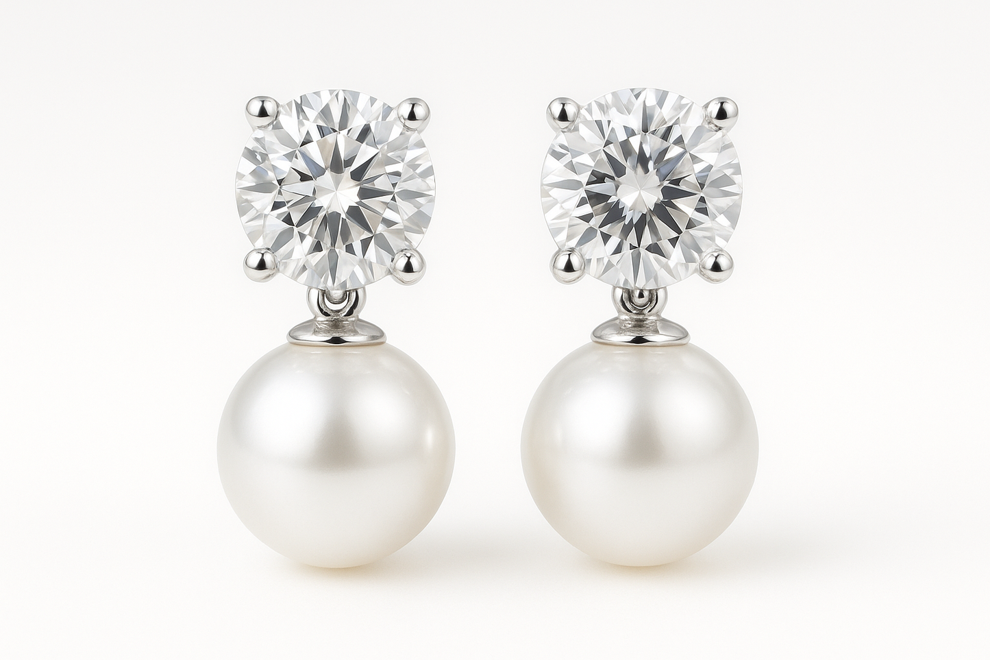 Diamond Stud Earrings 86 with pearl give the image in png  format no background 