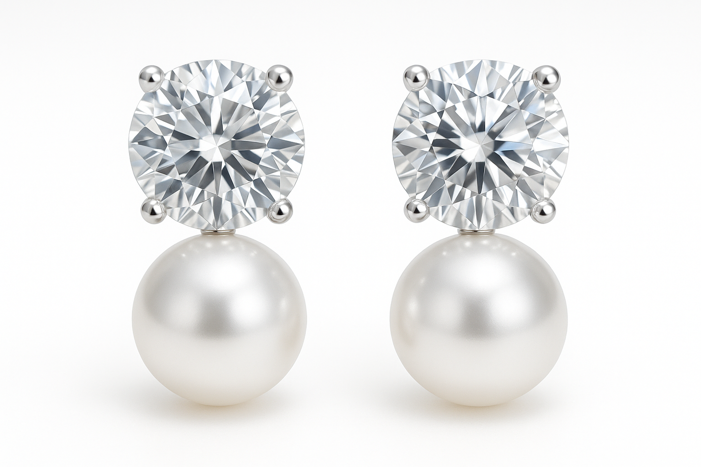  Diamond Stud Earrings 86 with pearl give the image in png  format no background 