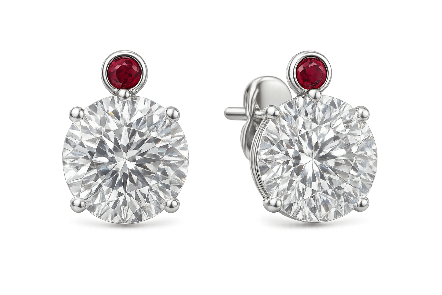 Diamond Stud Earrings 86 WITH RUBY GIVE THE IMAGE IN PNG FORMAT NO BACKGROUND