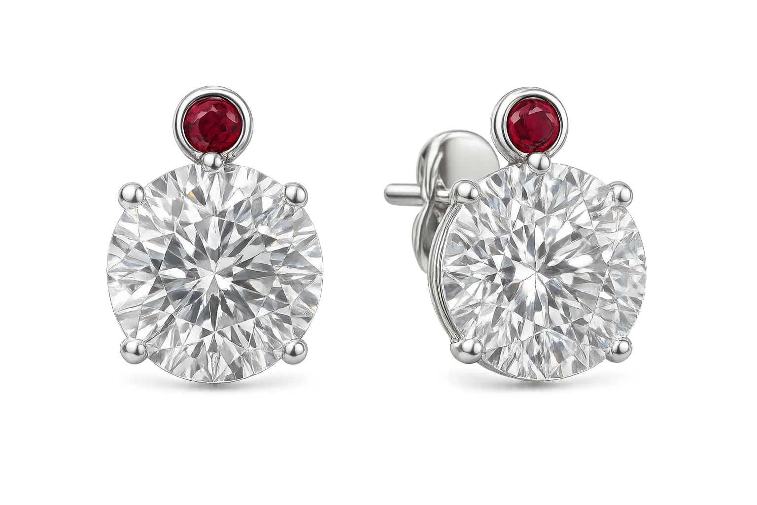 Diamond Stud Earrings 86 WITH RUBY GIVE THE IMAGE IN PNG FORMAT NO BACKGROUND