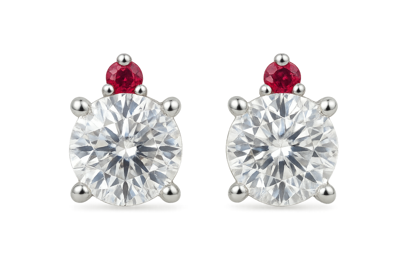Diamond Stud Earrings 86 with ruby give the image in png  format no background 