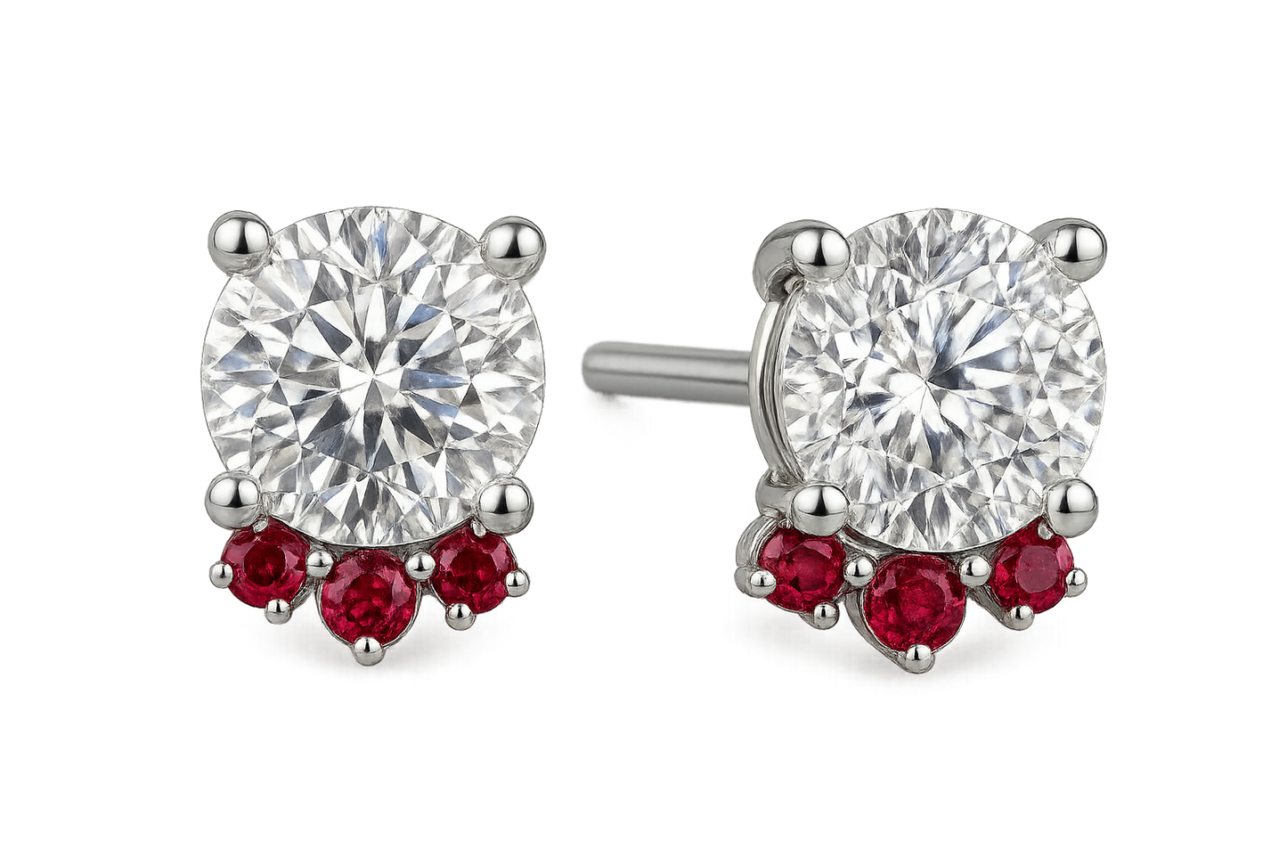 Diamond Stud Earrings 86 with ruby give the image in png  format no background 