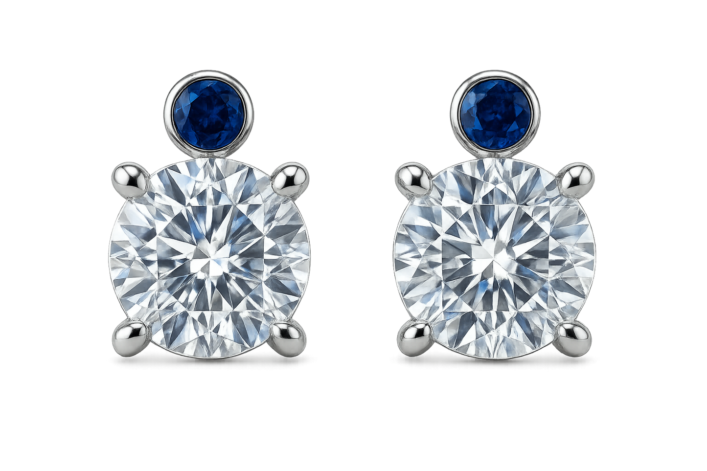 Diamond Stud Earrings 86 with sapphire give the image in png  format no background 
