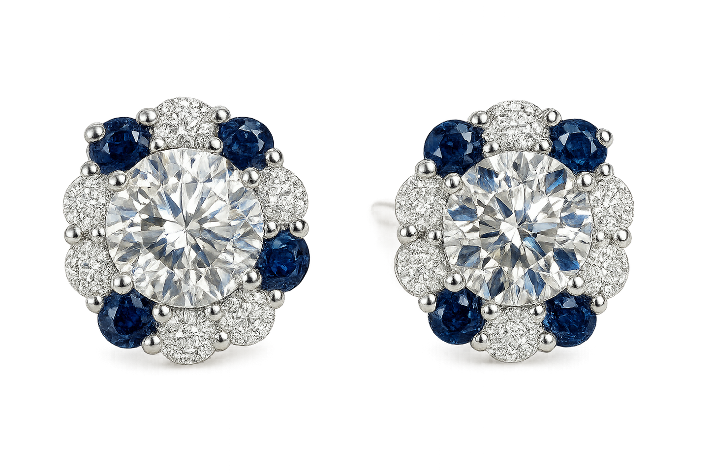  Diamond Stud Earrings 86 with sapphire give the image in png  format no background 