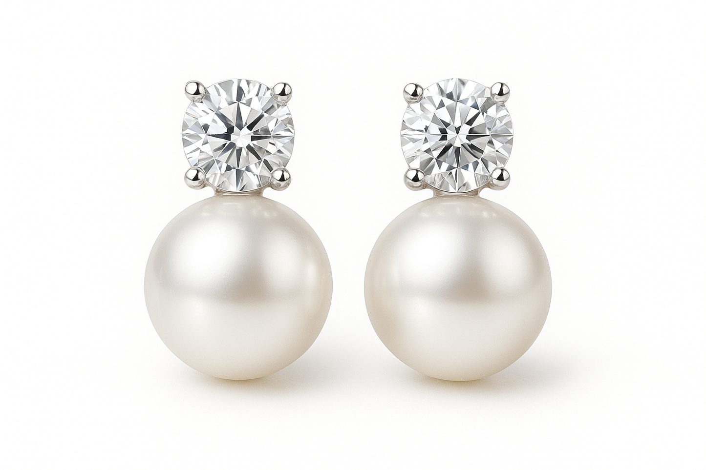  Diamond Stud Earrings 90 with pearl give the image in png format no background
