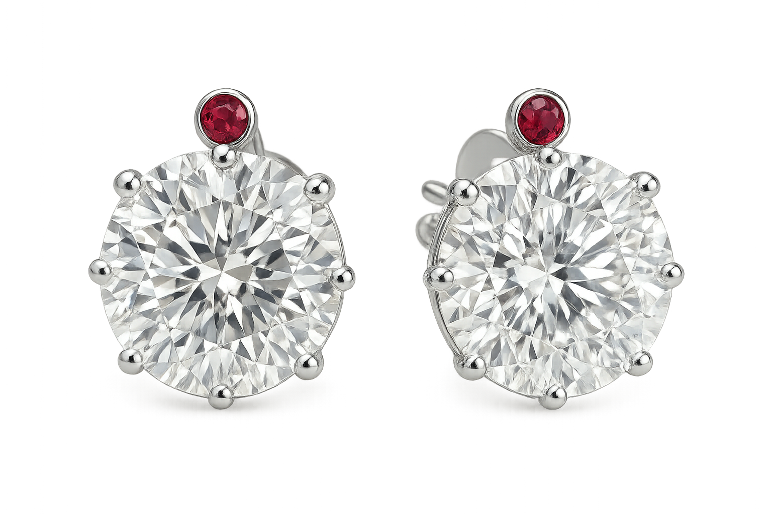 Diamond Stud Earrings 90 with ruby give the image in png format no background