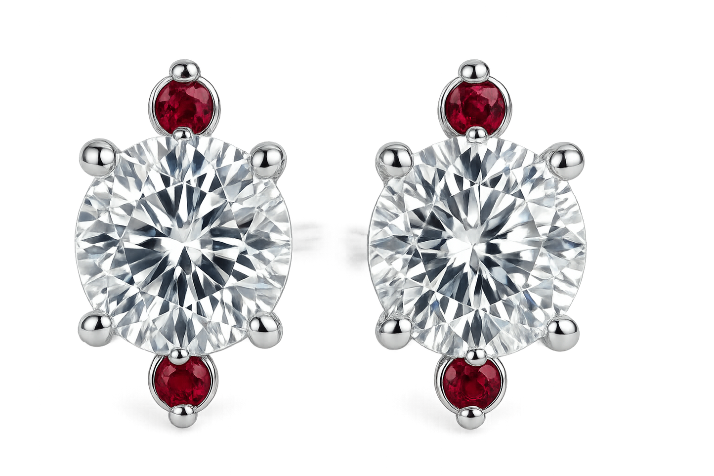 Diamond Stud Earrings 90 with ruby give the image in png format no background