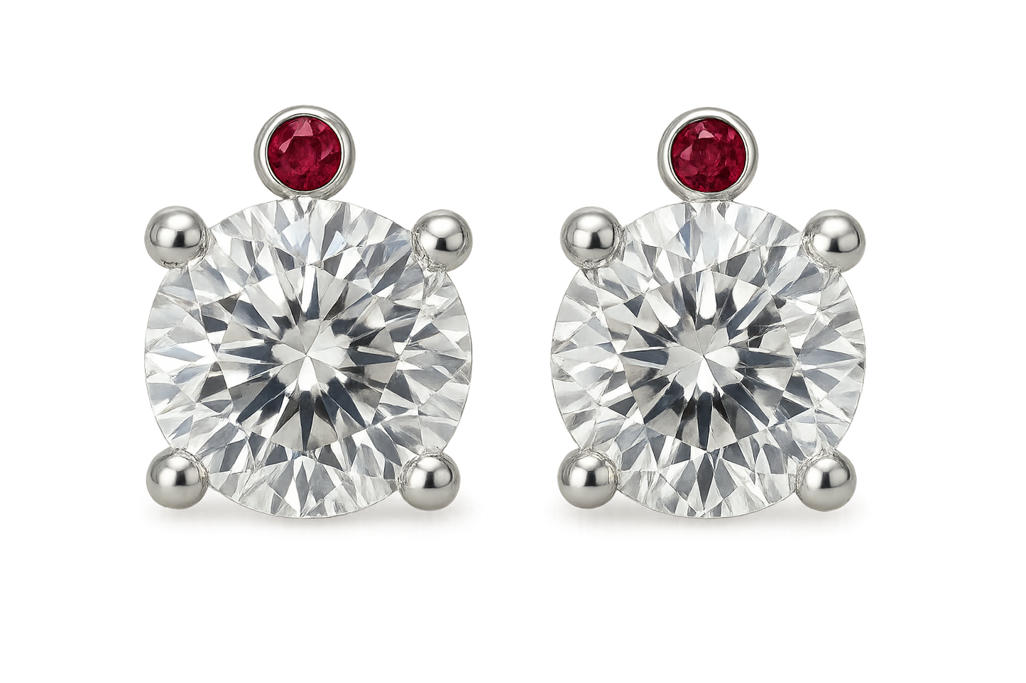 Diamond Stud Earrings 90 with ruby give the image in png format no background