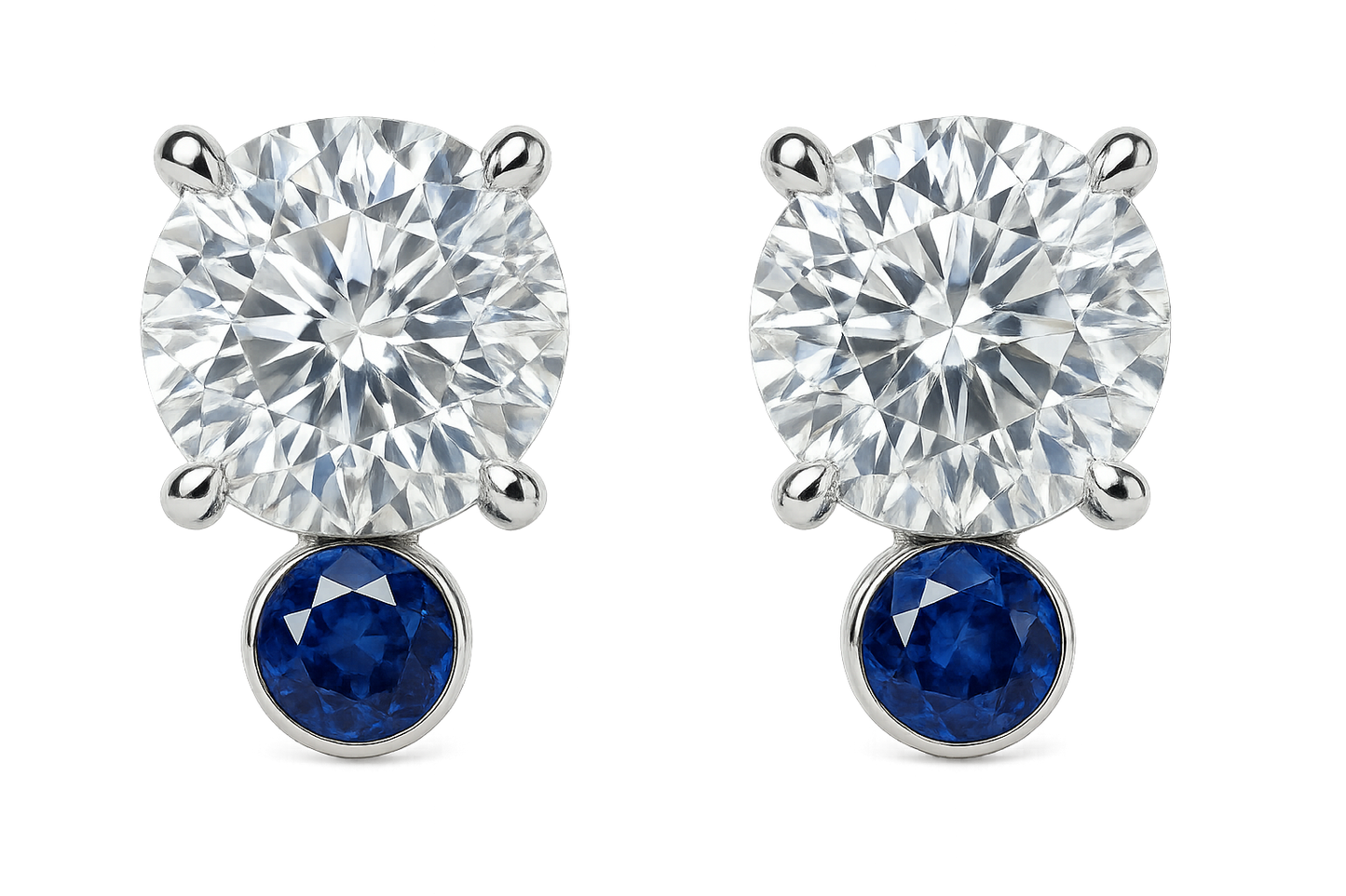 Diamond Stud Earrings 90 with sapphire give the image in png format no background