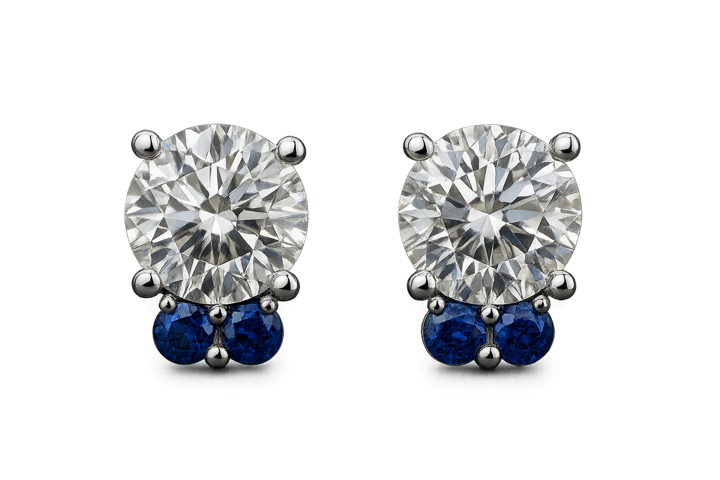 Diamond Stud Earrings 90 with sapphire give the image in png format no background 