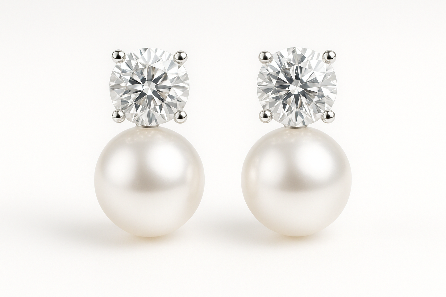 Diamond Stud Earrings 91 with pearl give the image in png format no background