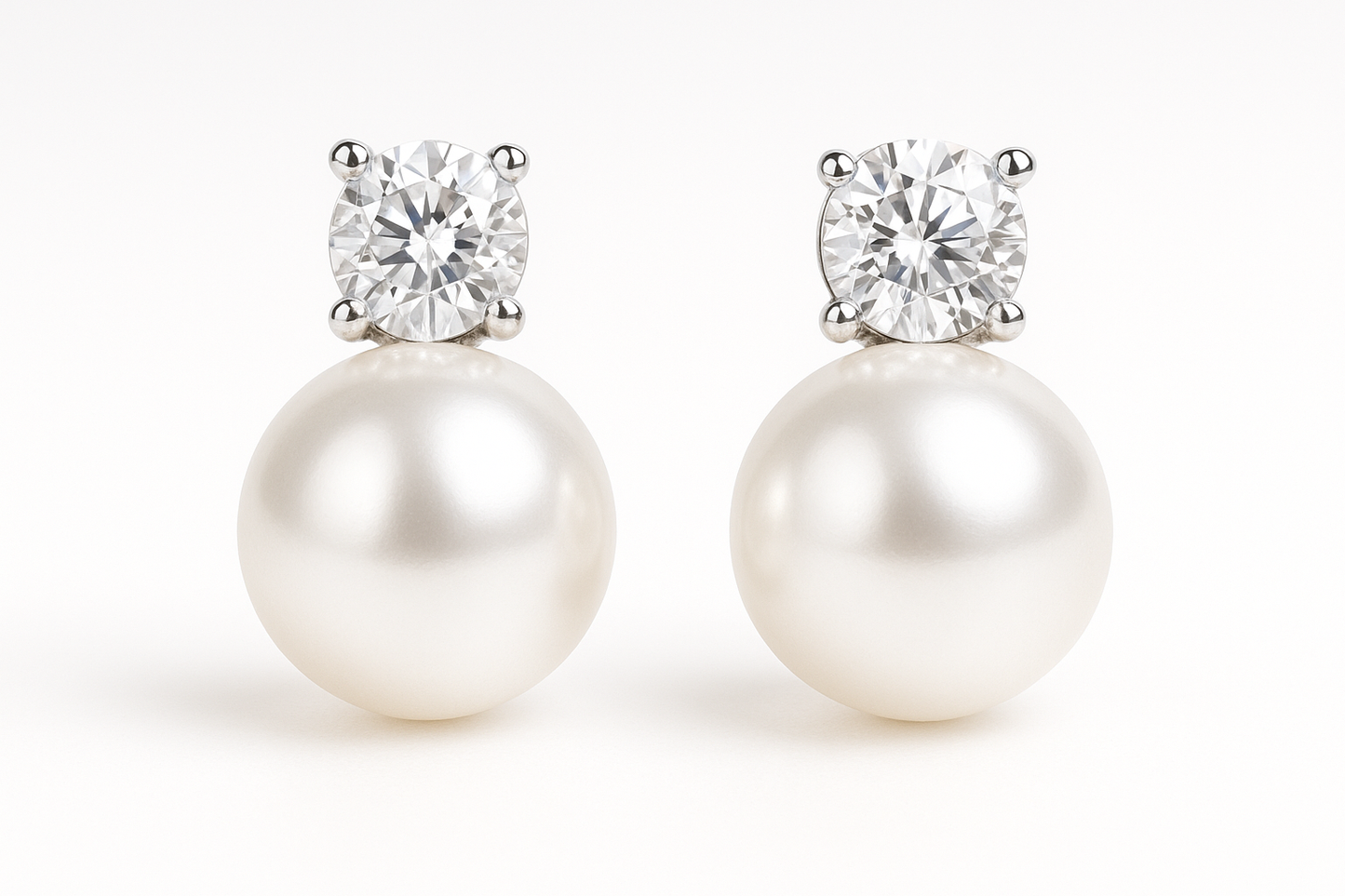  Diamond Stud Earrings 91 with pearl give the image in png format no background
