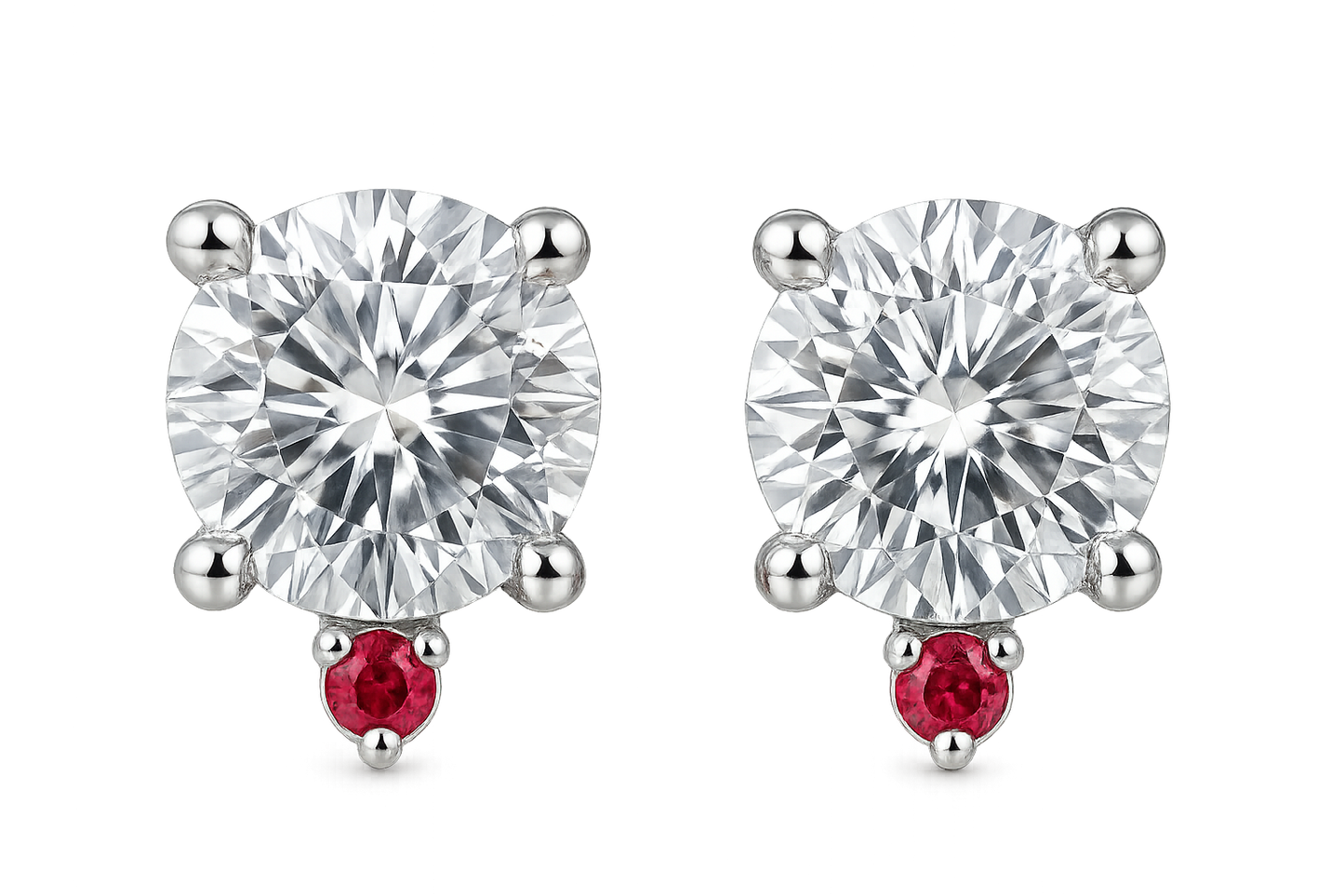 Diamond Stud Earrings 91 with ruby give the image in png format no background