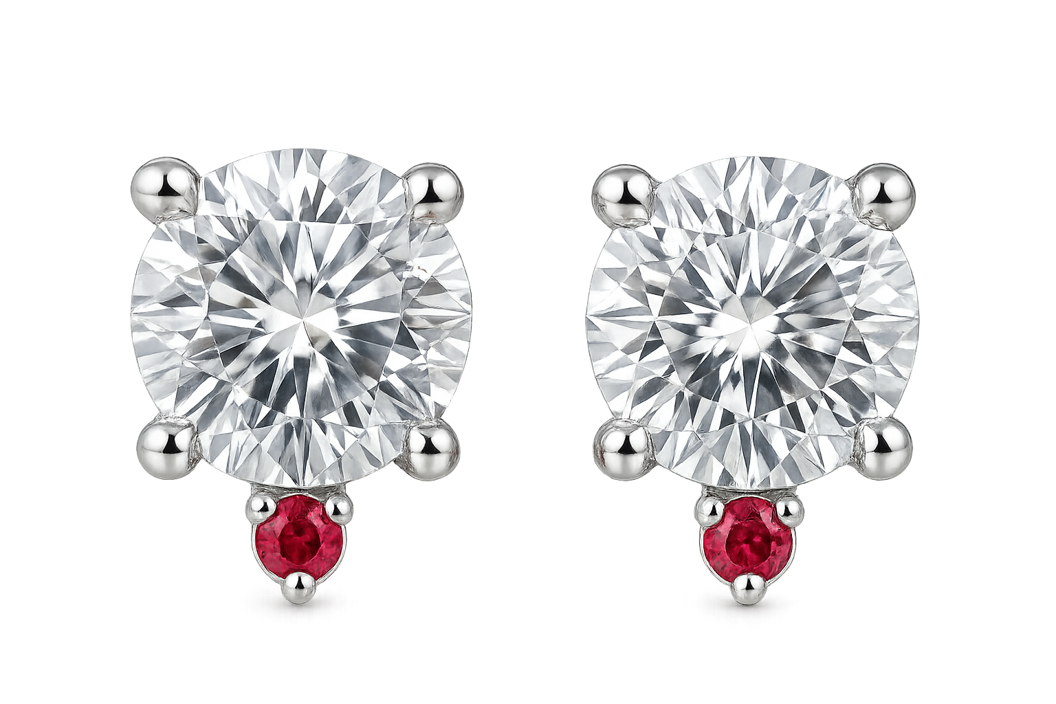 Diamond Stud Earrings 91 with ruby give the image in png format no background