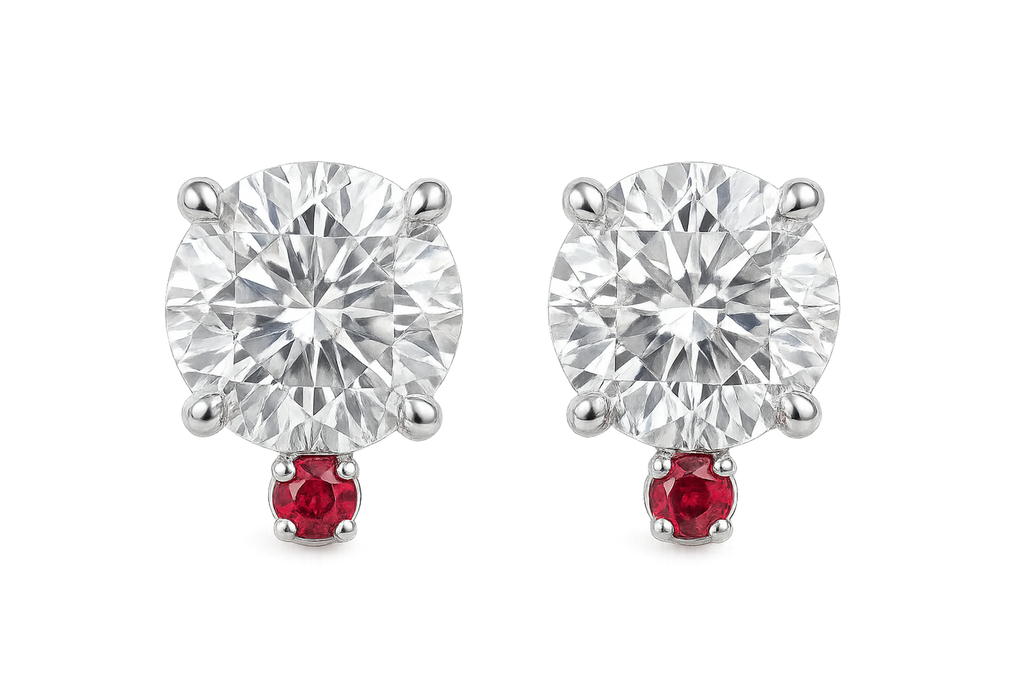 Diamond Stud Earrings 91 with ruby give the image in png format no background