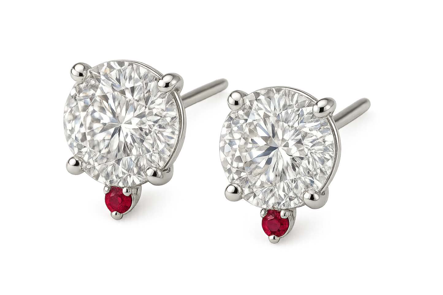  Diamond Stud Earrings 91 with ruby give the image in png format no background