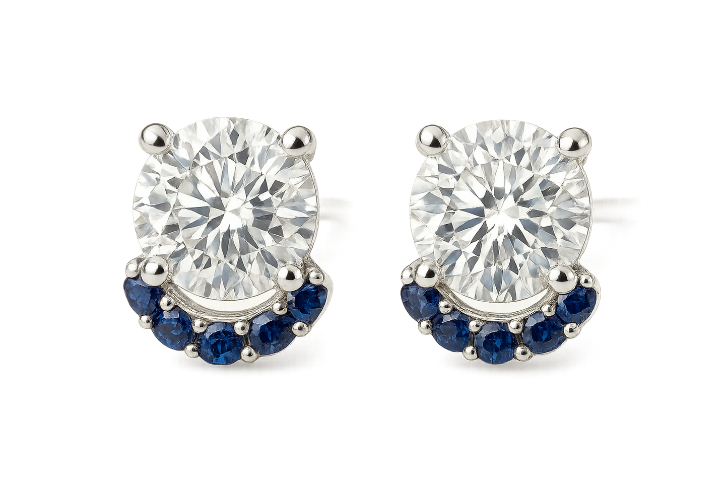  Diamond Stud Earrings 91 with sapphire give the image in png format no background