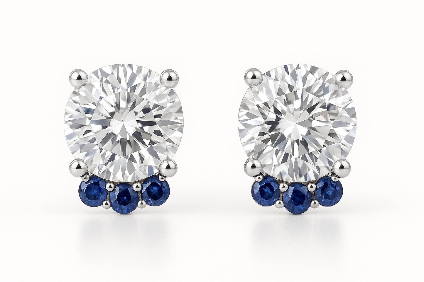 Diamond Stud Earrings 91 with sapphire give the image in png format no background