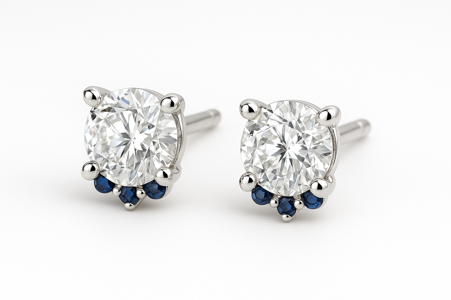 Diamond Stud Earrings Small Sapphire
