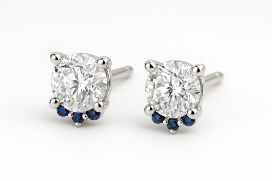Diamond Stud Earrings Small Sapphire