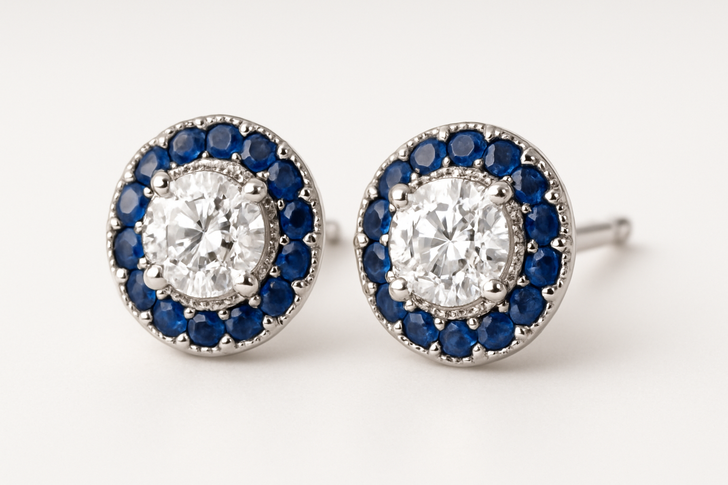 diamond studd earings small sapphire