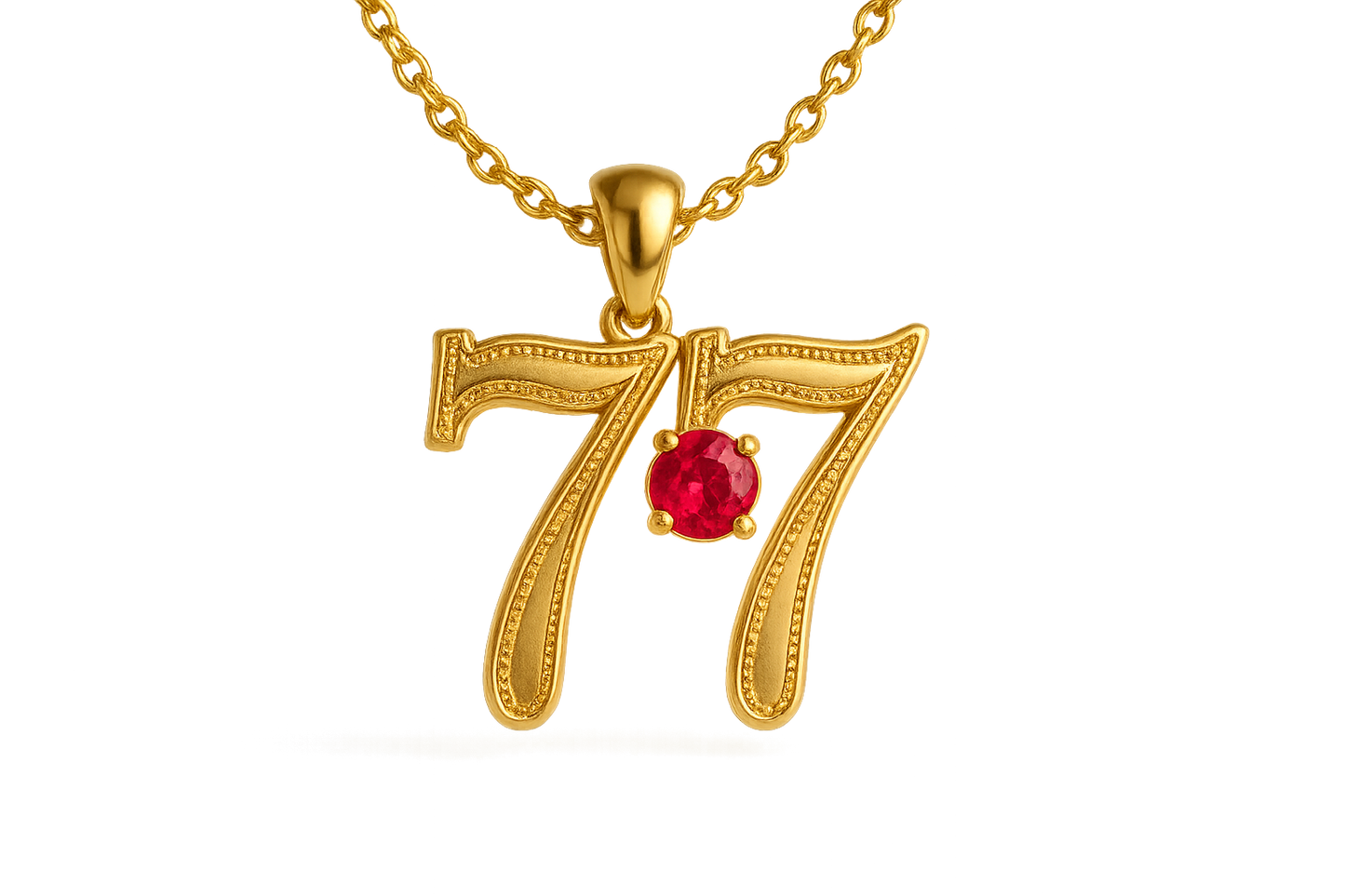 Gold Pendant Necklace 77 with ruby give the image in png format no background