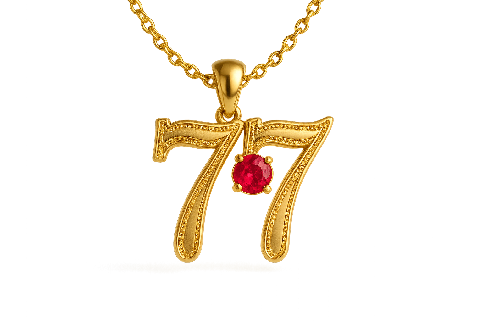Gold Pendant Necklace 77 with ruby give the image in png format no background
