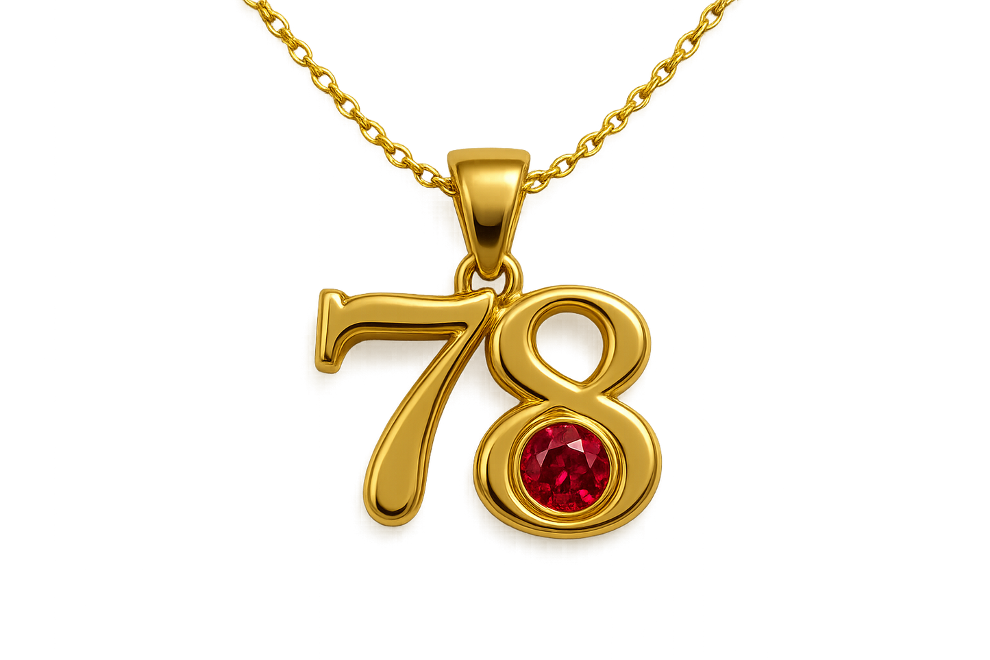Gold Pendant Necklace 78 with ruby give the image in png format no background 