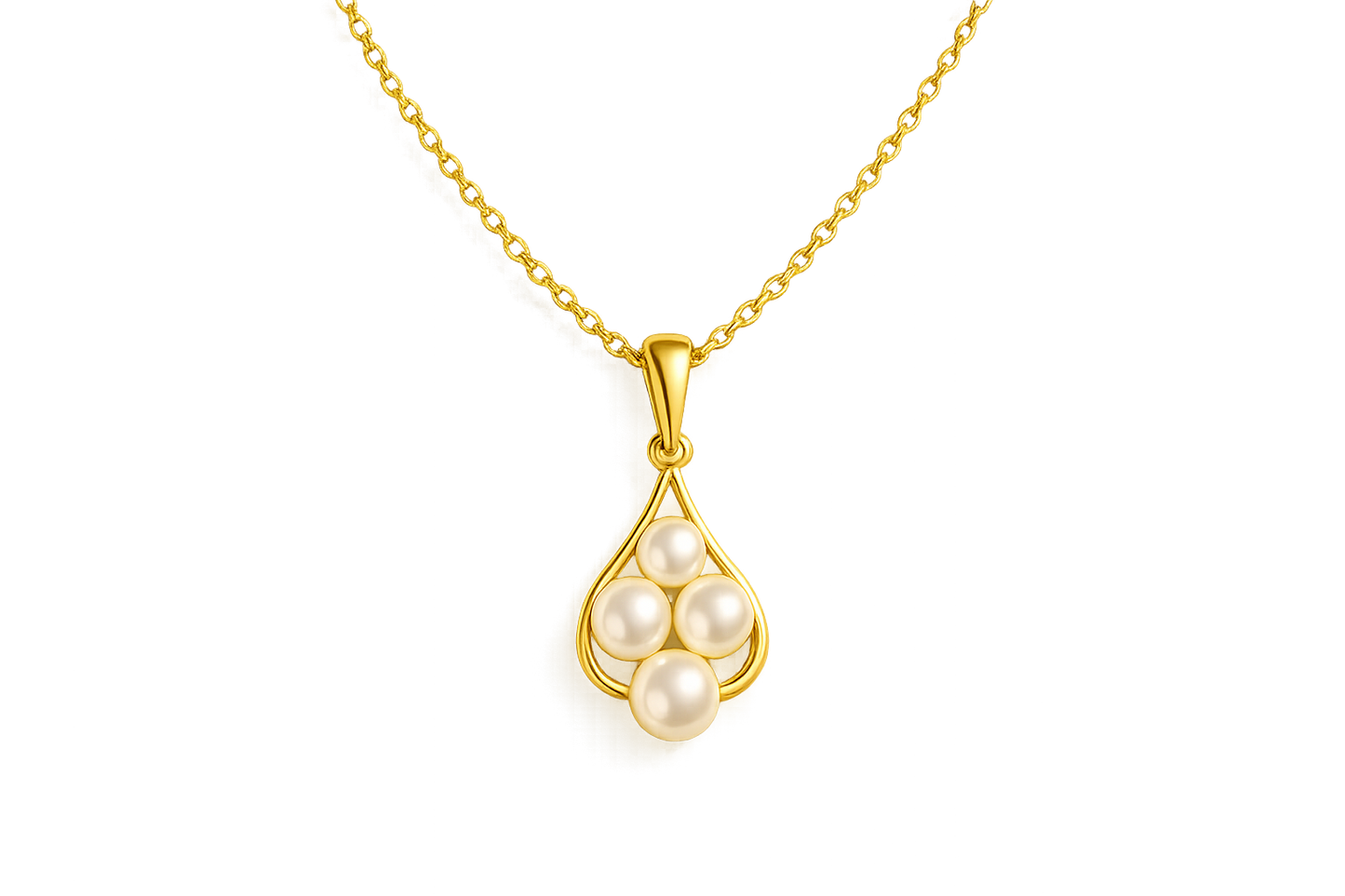 Gold Pendant Necklace 79 with prarl give the image in png format no background