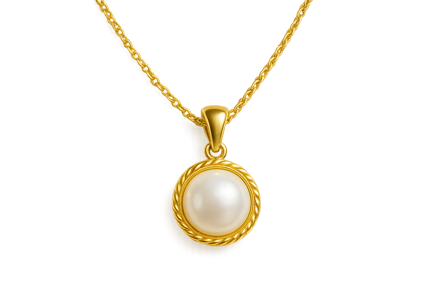 Gold Pendant Necklace 92 with pearl give the image in png format no background