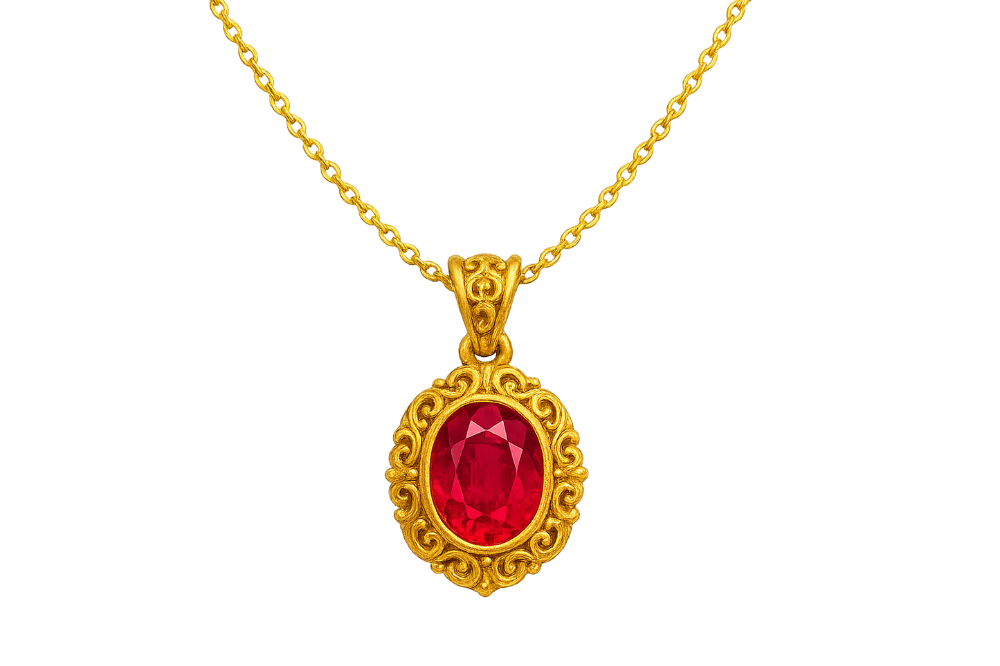  Gold Pendant Necklace 92 with ruby give the image in png format no background