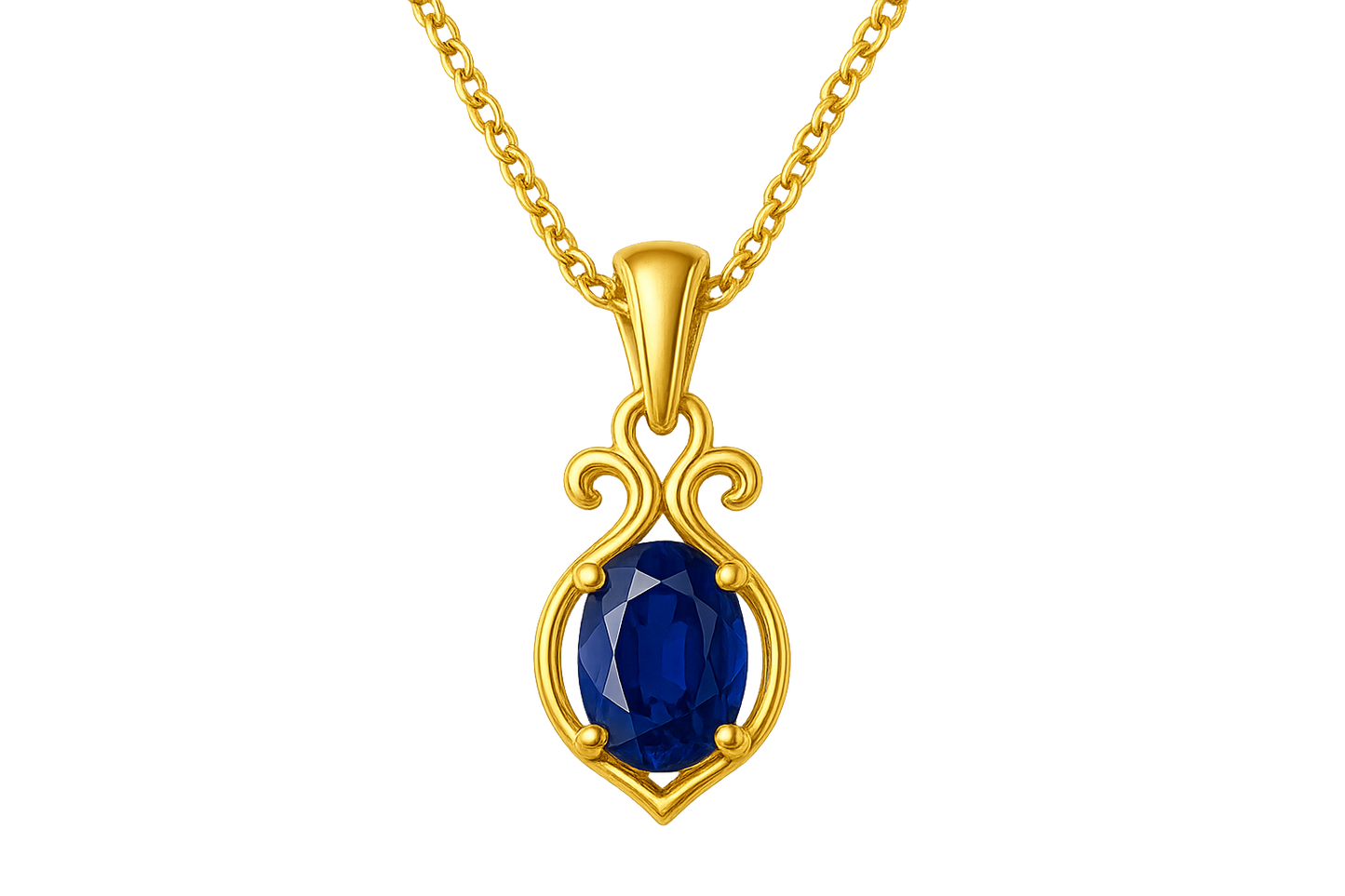 Gold Pendant Necklace 92 with sapphire give the image in png format no background 