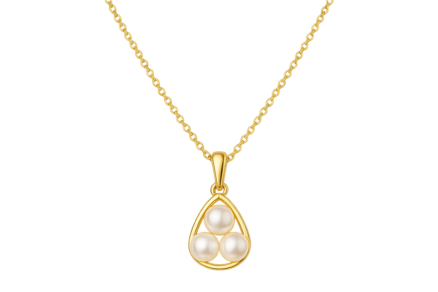Gold Pendant Necklace 94 with pearl give the image in png format no background