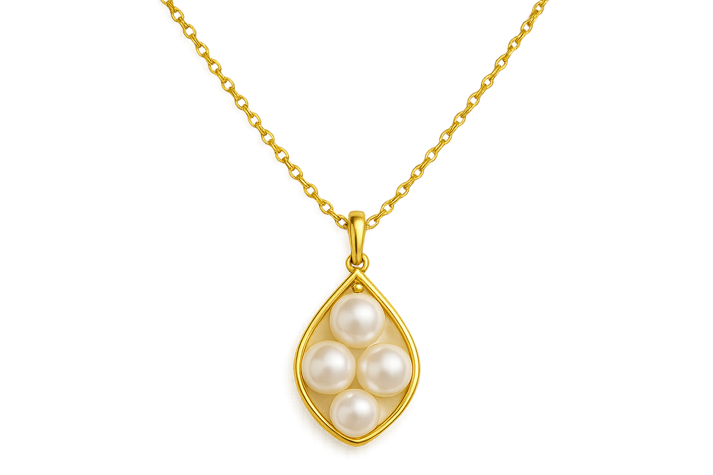 Gold Pendant Necklace 94 with pearl give the image in png format no background