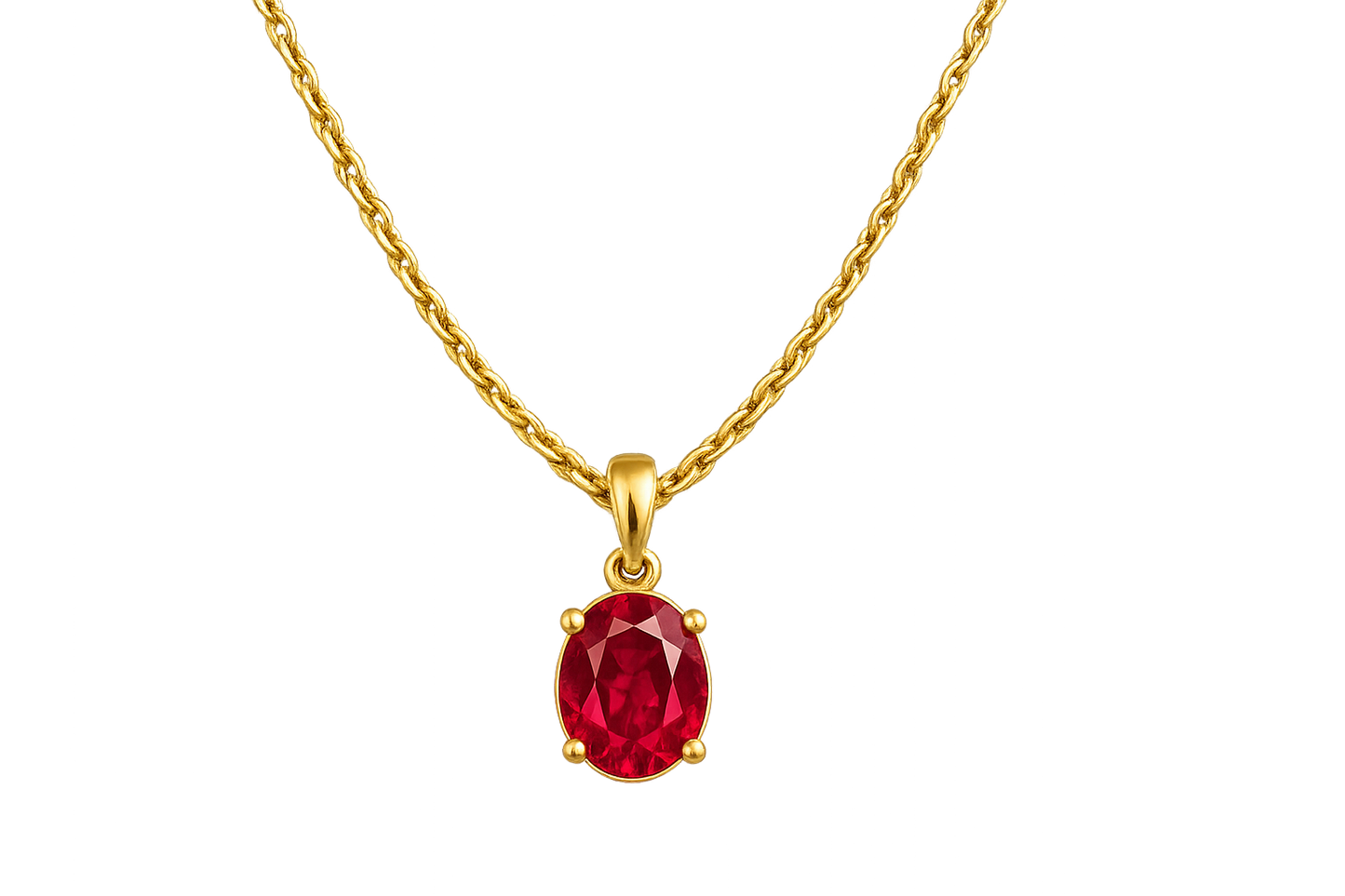 Gold Pendant Necklace 94 with ruby give the image in png format no background 