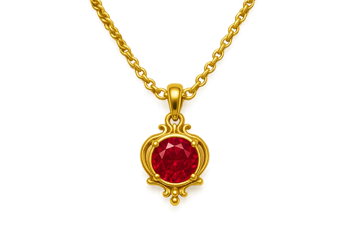 Gold Pendant Necklace 94 with ruby give the image in png format no background