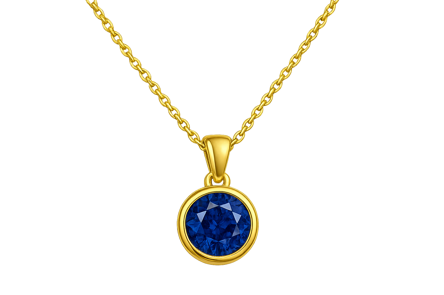 Gold Pendant Necklace 94 with sapphire give the image in png format no background