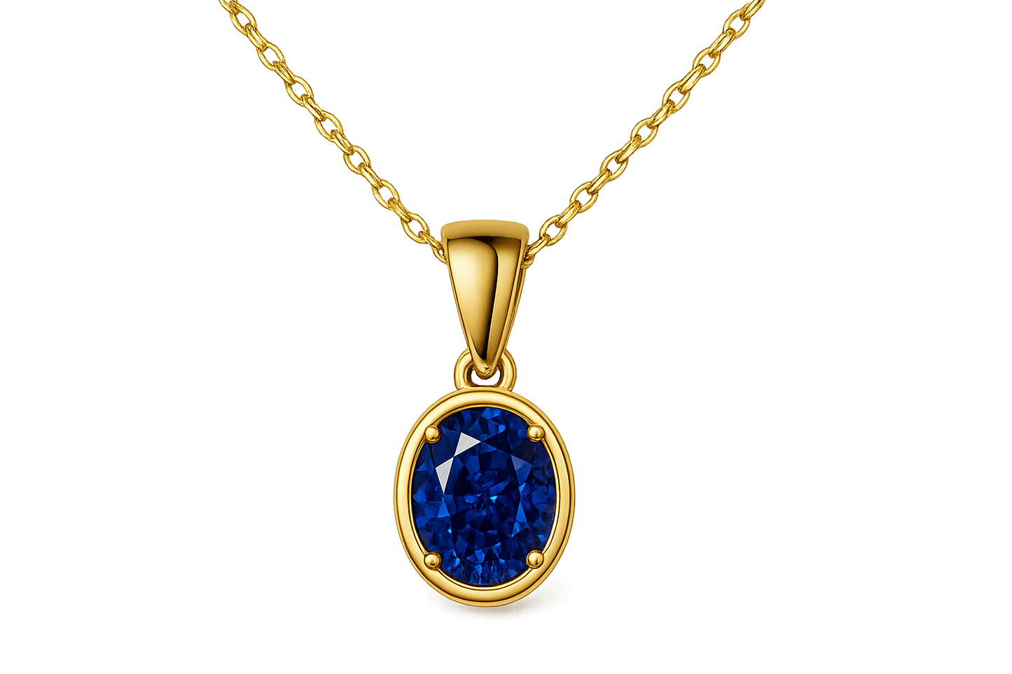 Gold Pendant Necklace 94 with sapphire give the image in png format no background