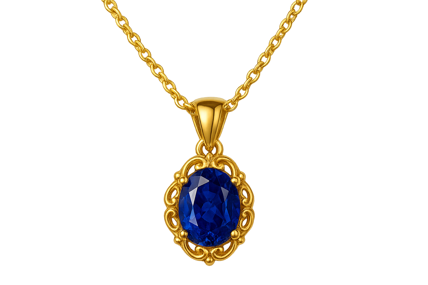  Gold Pendant Necklace 94 with sapphire give the image in png format no background