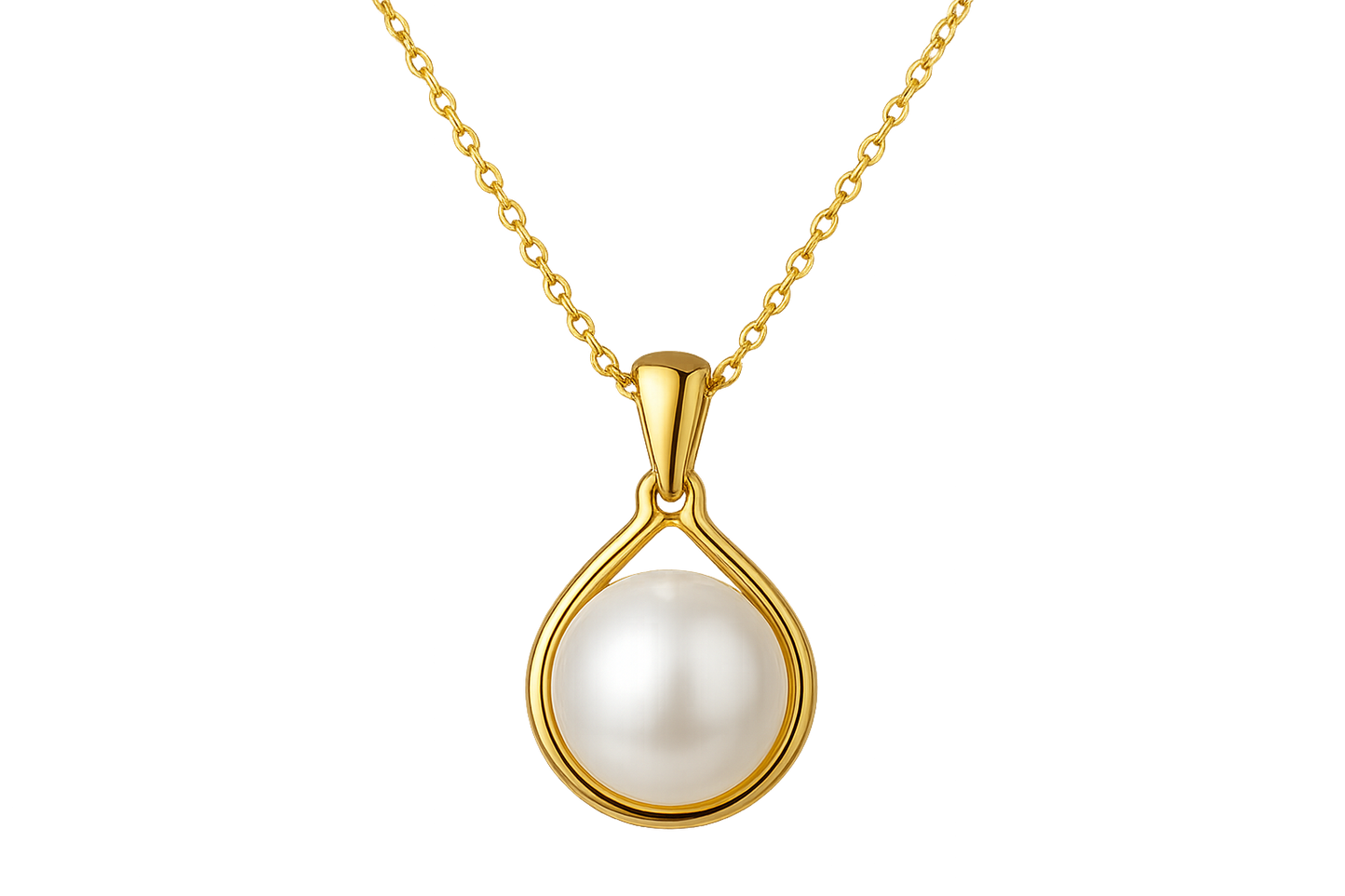 Gold Pendant Necklace 97 with pearl give the image in png format no background