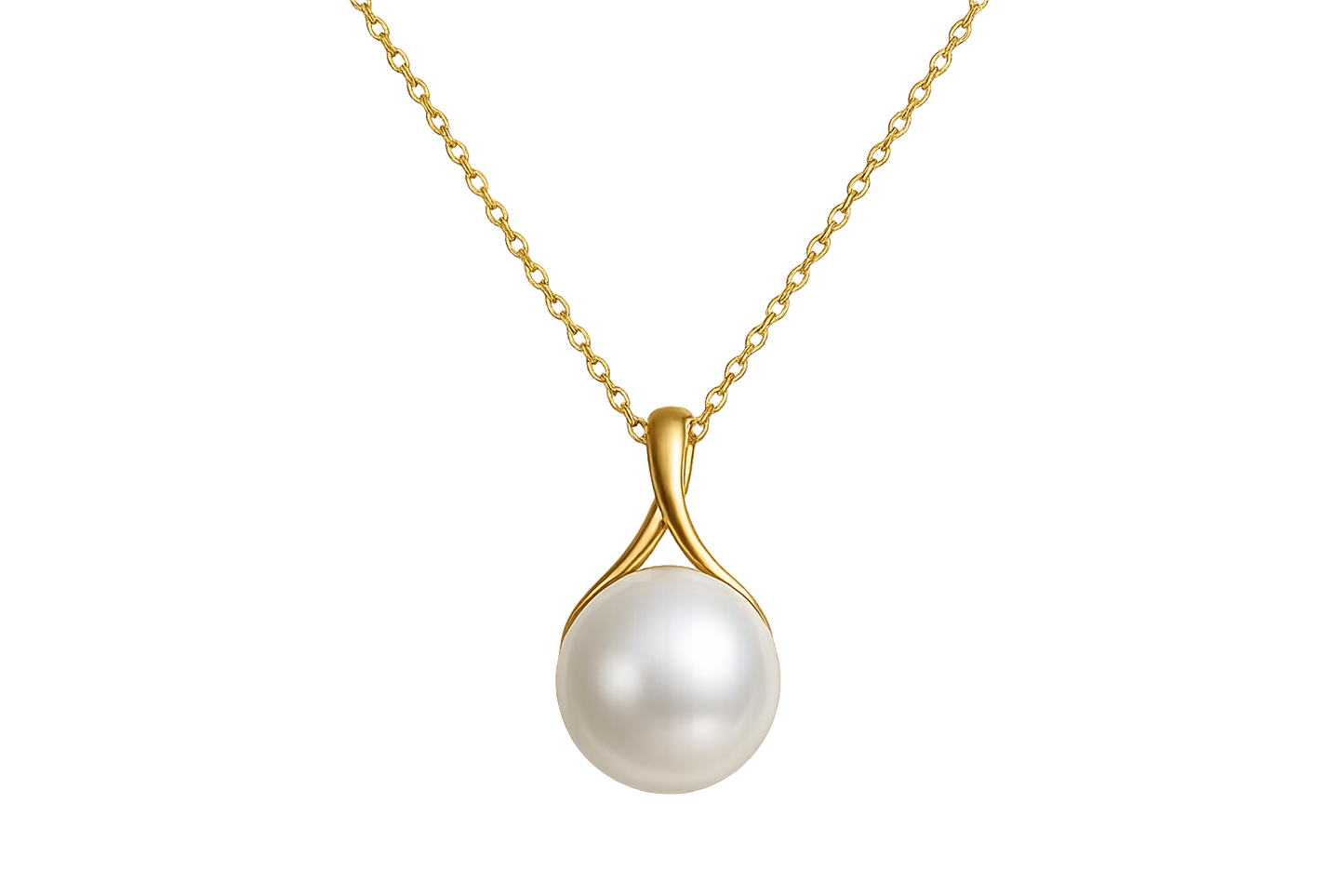 Gold Pendant Necklace 97 with pearl give the image in png format no background