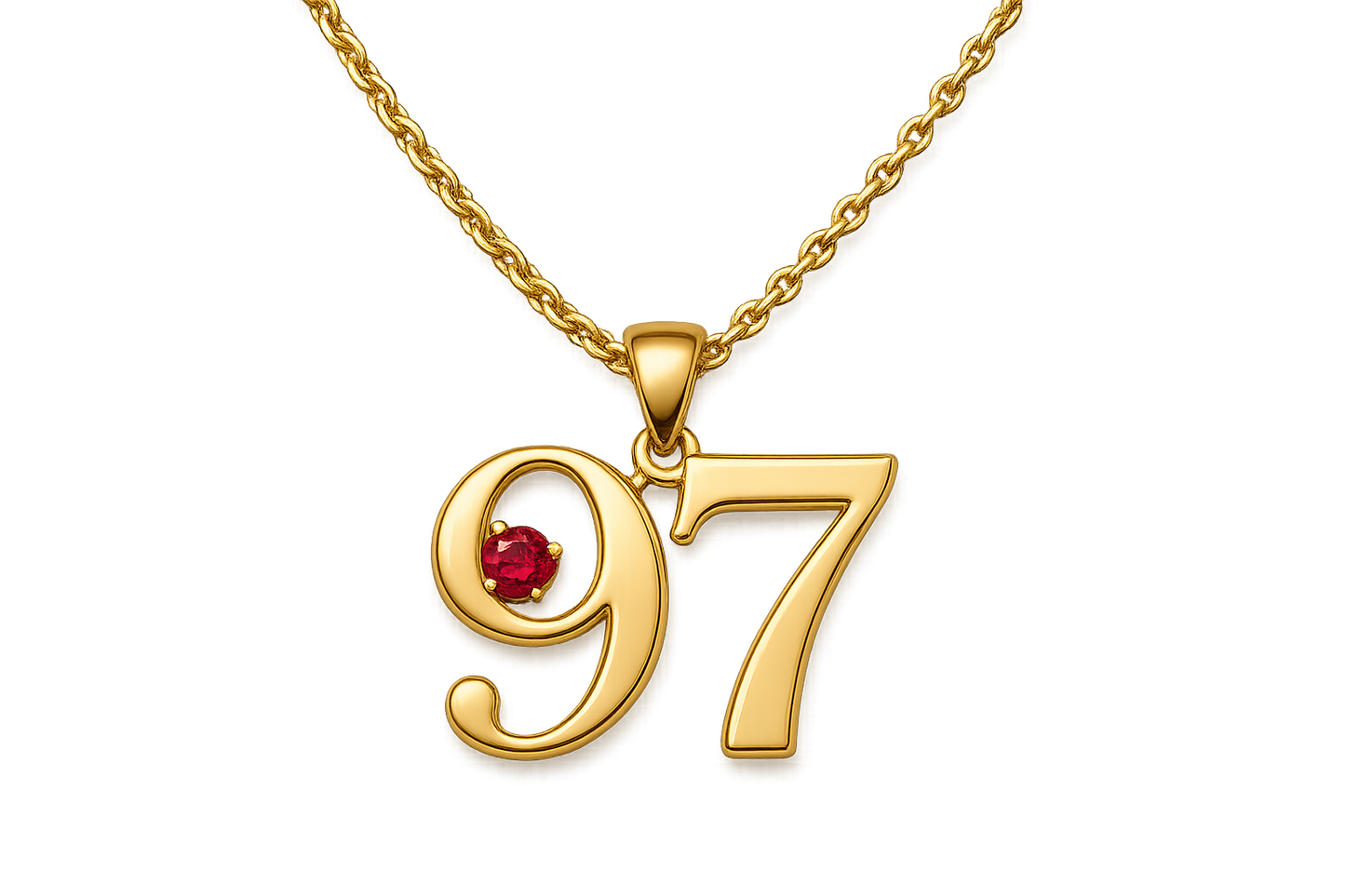 Gold Pendant Necklace 97 with ruby  give the image in png format no background
