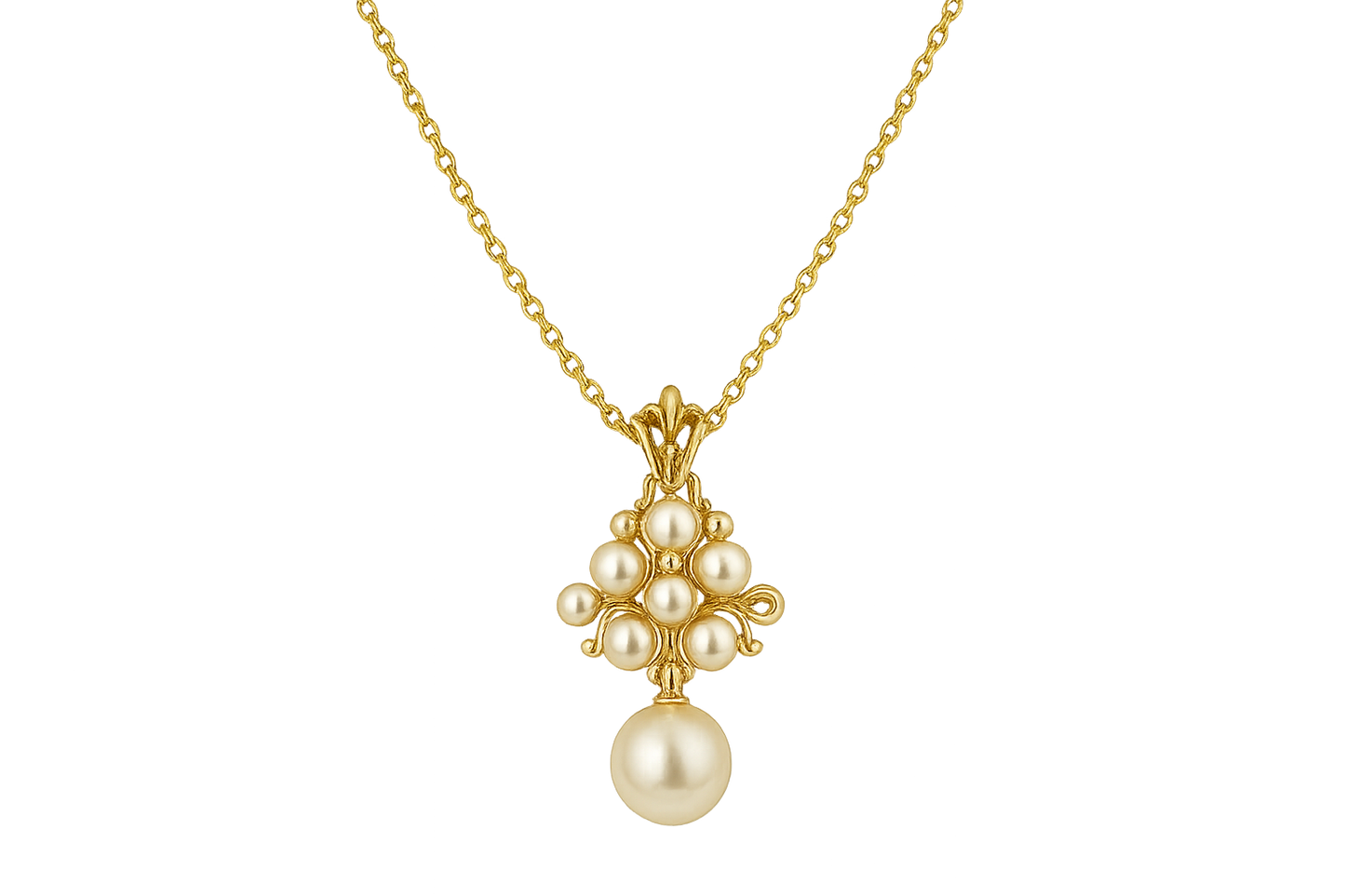 Gold Pendant Necklace 99 with pearl give the image in png format no background