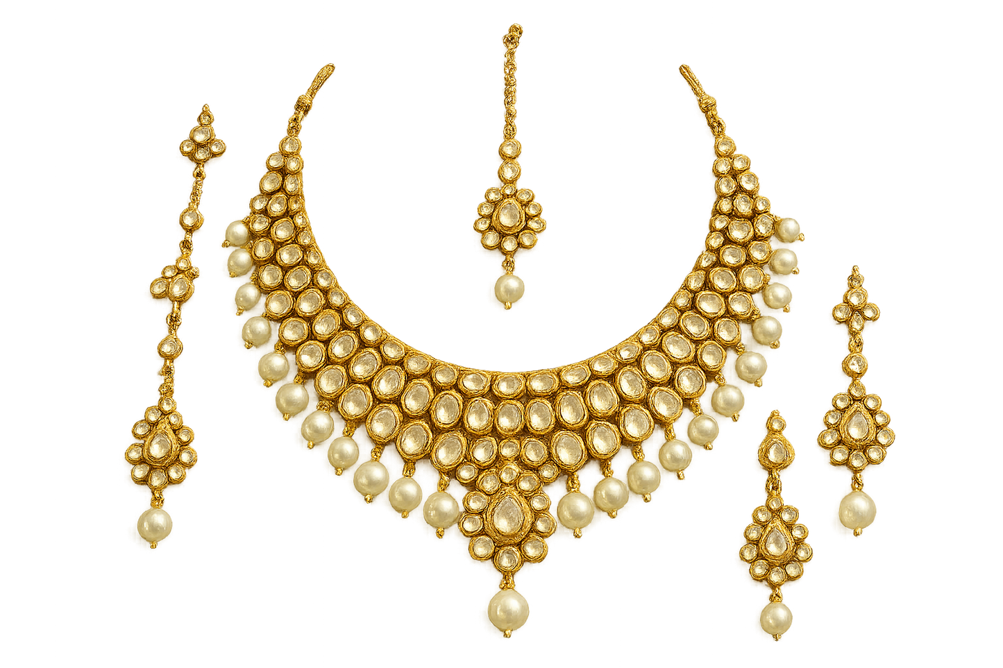 Kundan Bridal Set 26 with pearl give the image in png format no background