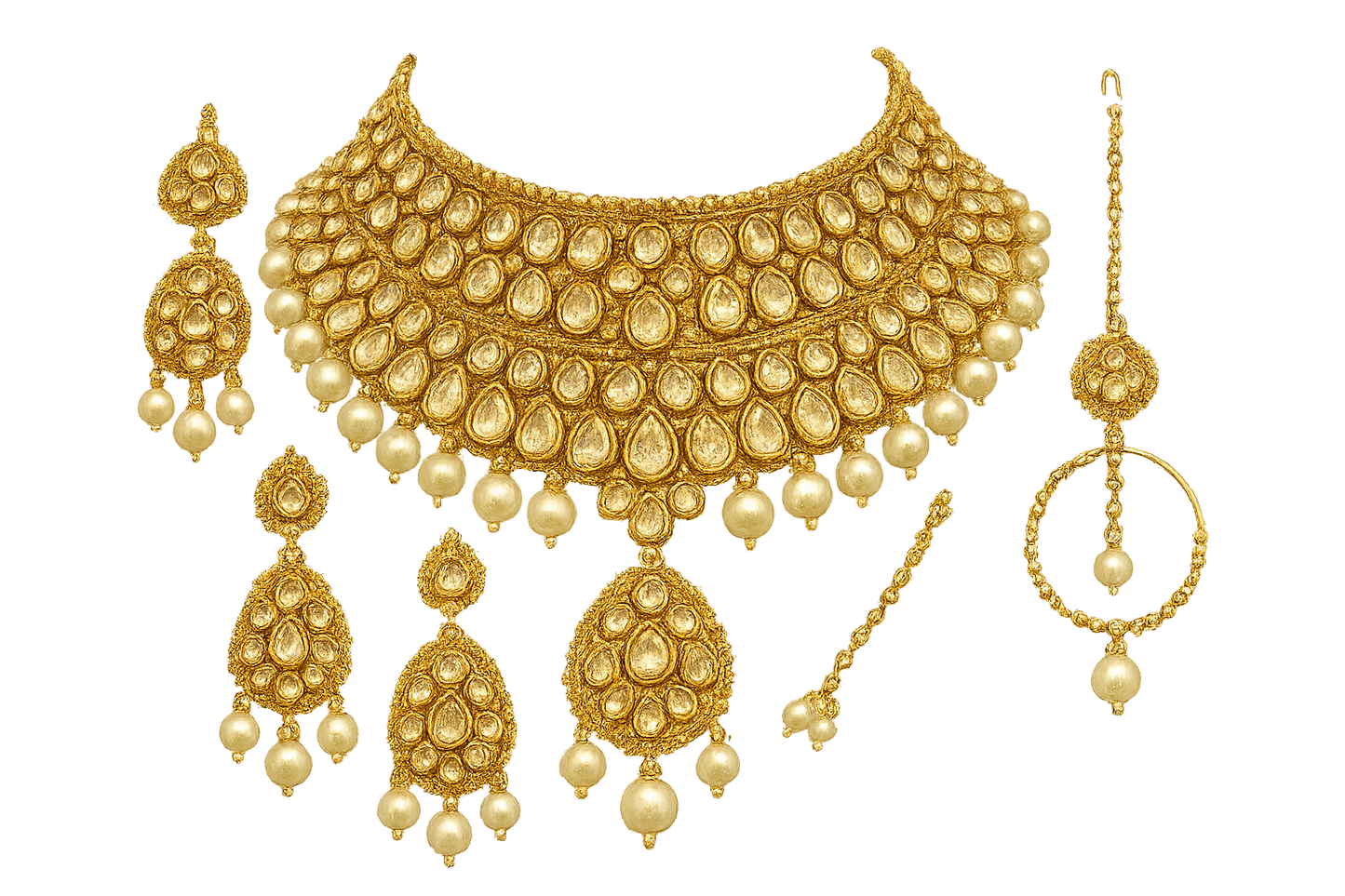 Kundan Bridal Set 26 with prarl give the image in png format no background