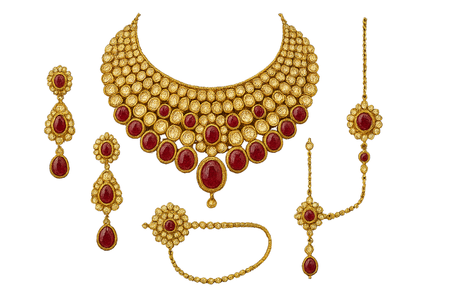 Kundan Bridal Set 26 with ruby give the image in png format no background 