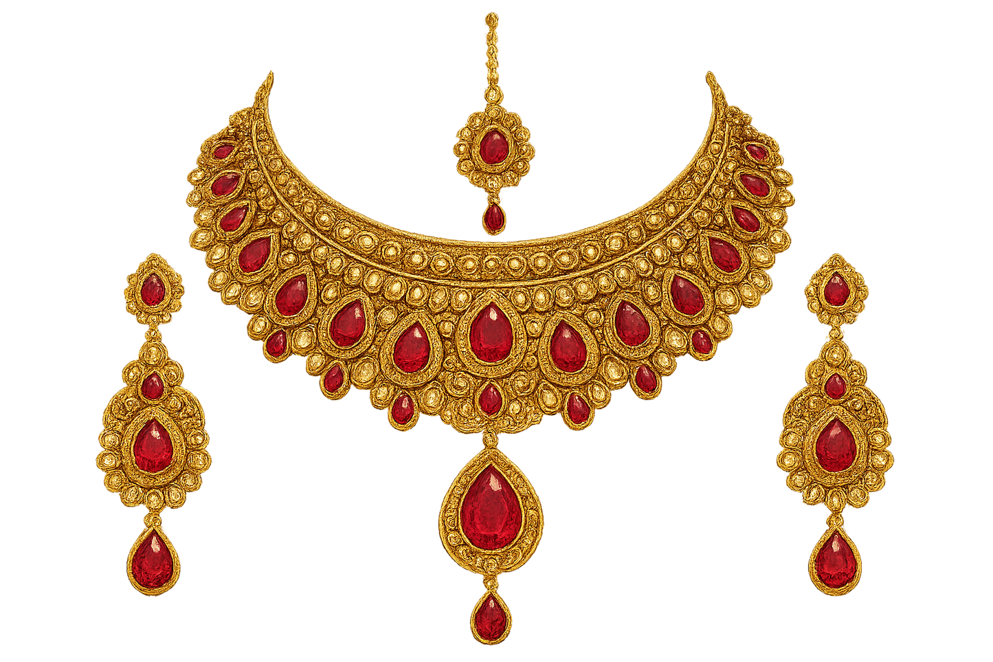 Kundan Bridal Set 26 with ruby give the image in png format no background 