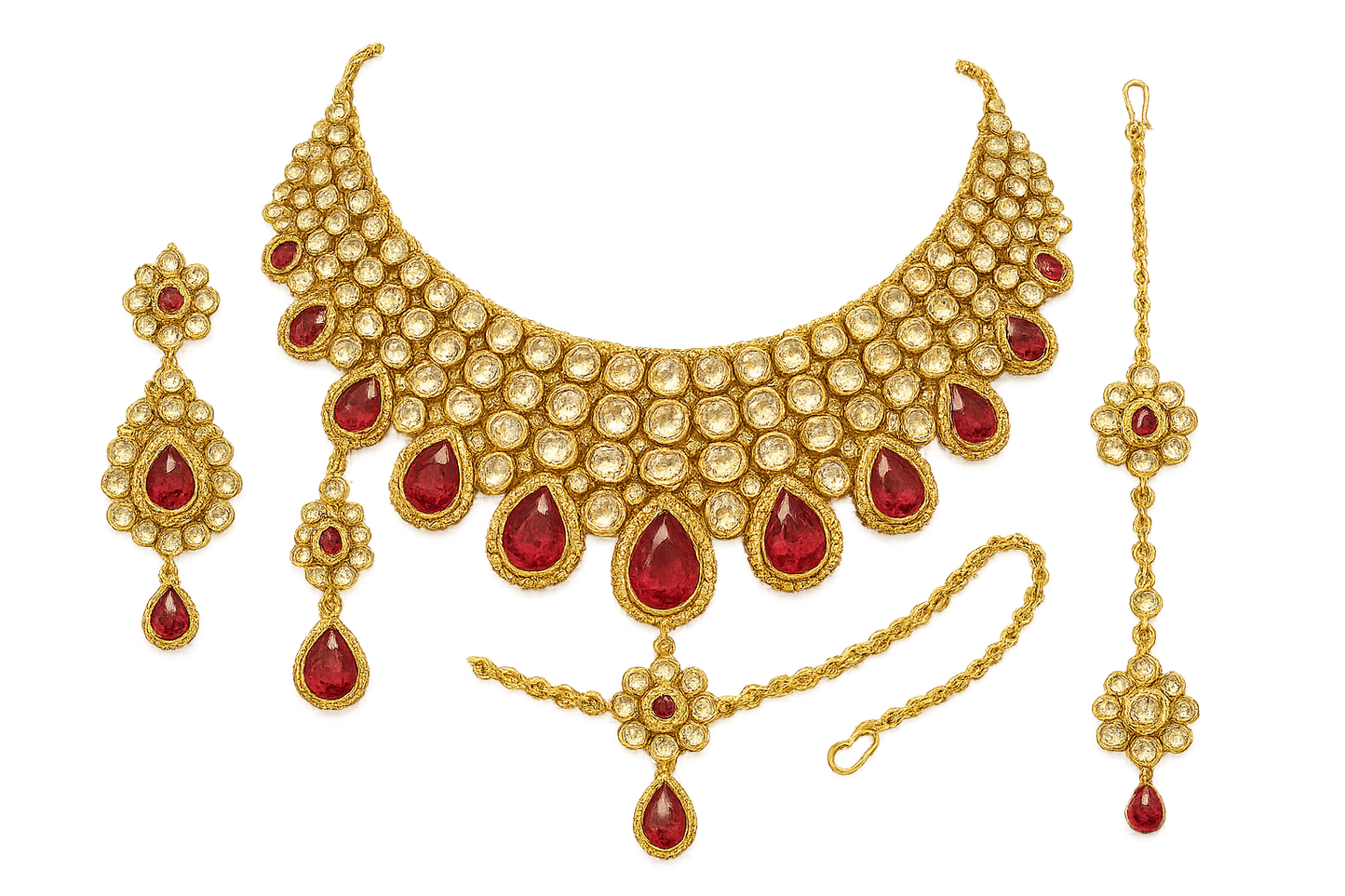 Kundan Bridal Set 26 with ruby give the image in png format no background